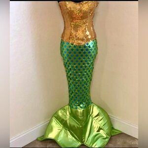 Roma Shimmering Gold and Green Mermaid Dress